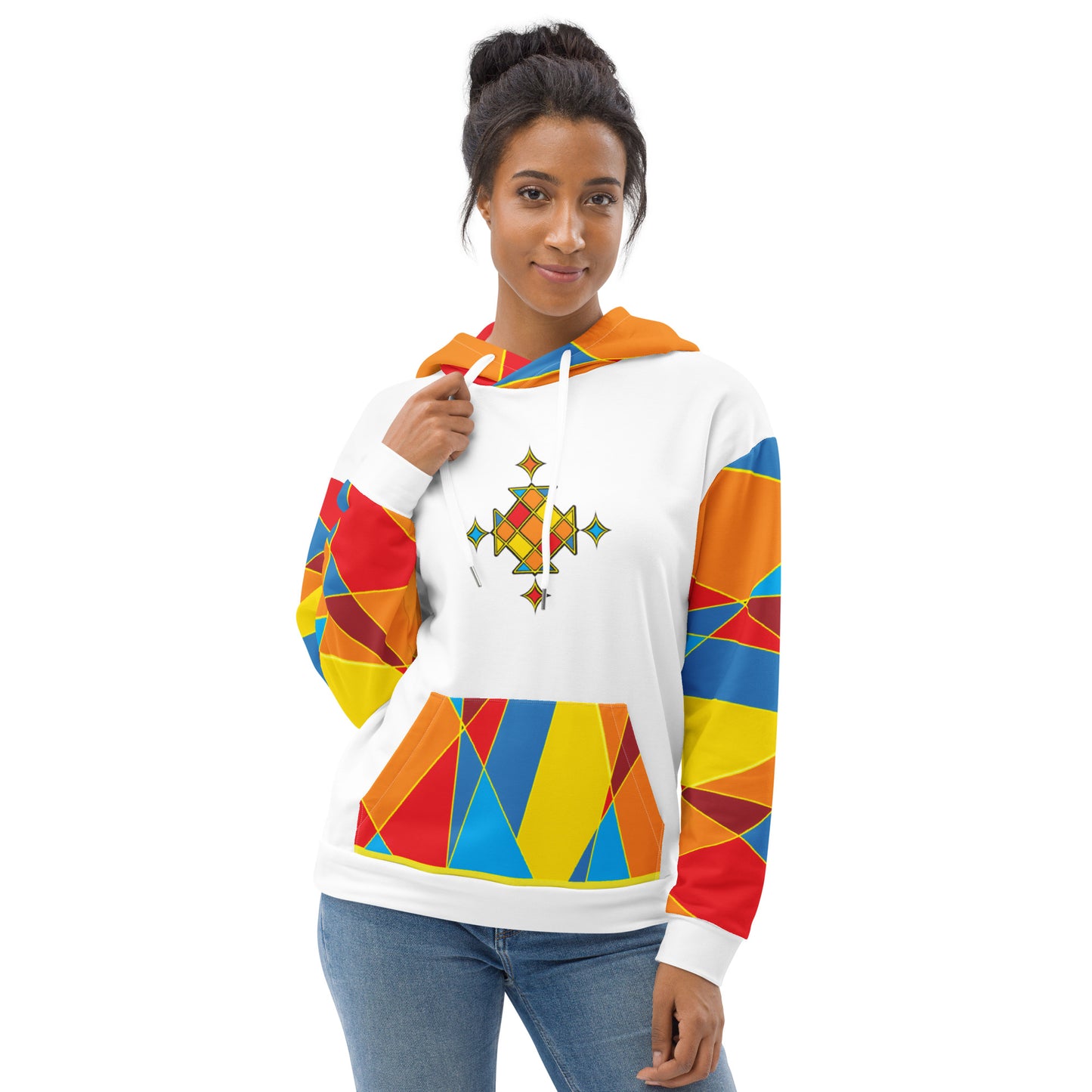 Ethiopian cross rainbow color all over print unisex hoodie