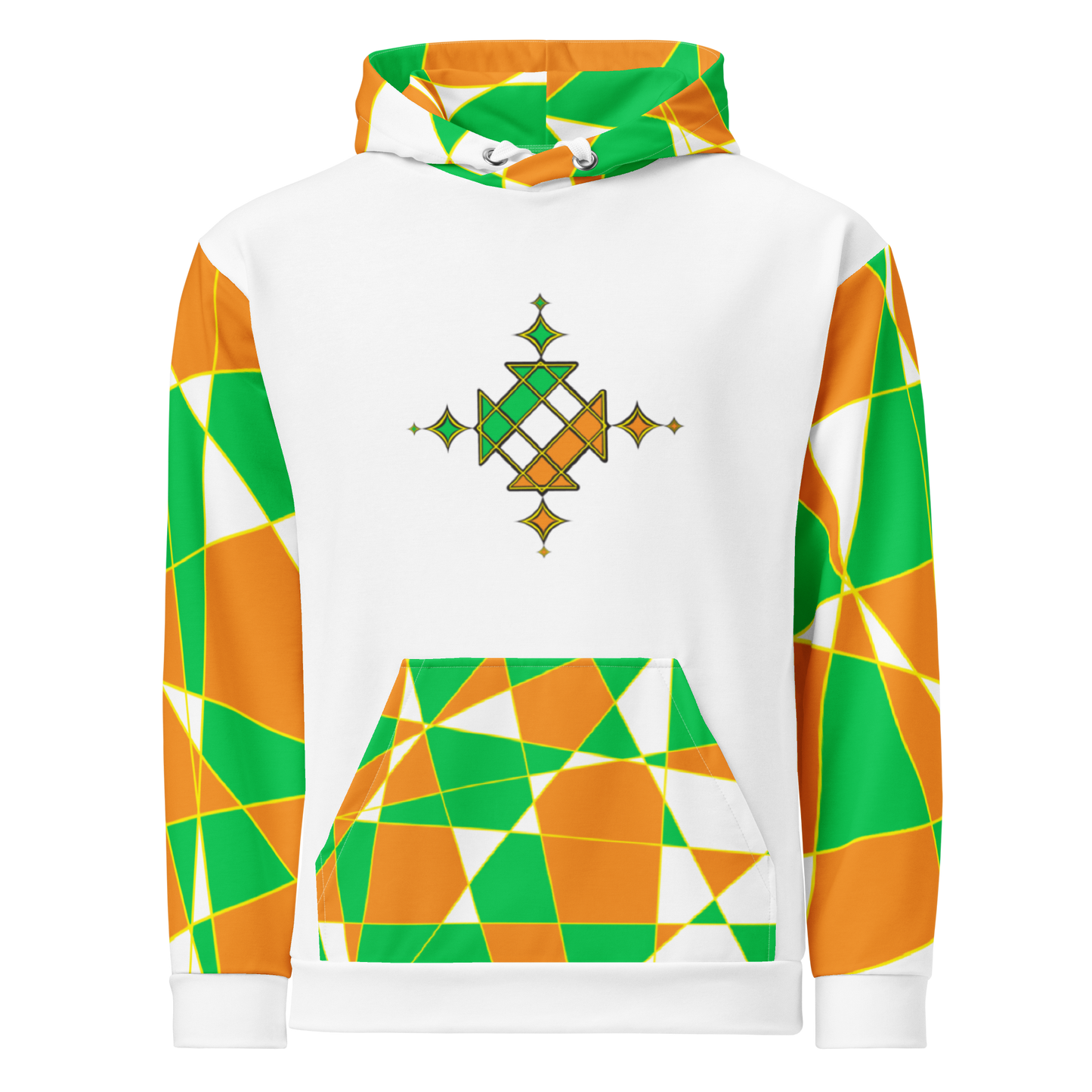 Ethiopian cross orange & Green all over print unisex hoodie