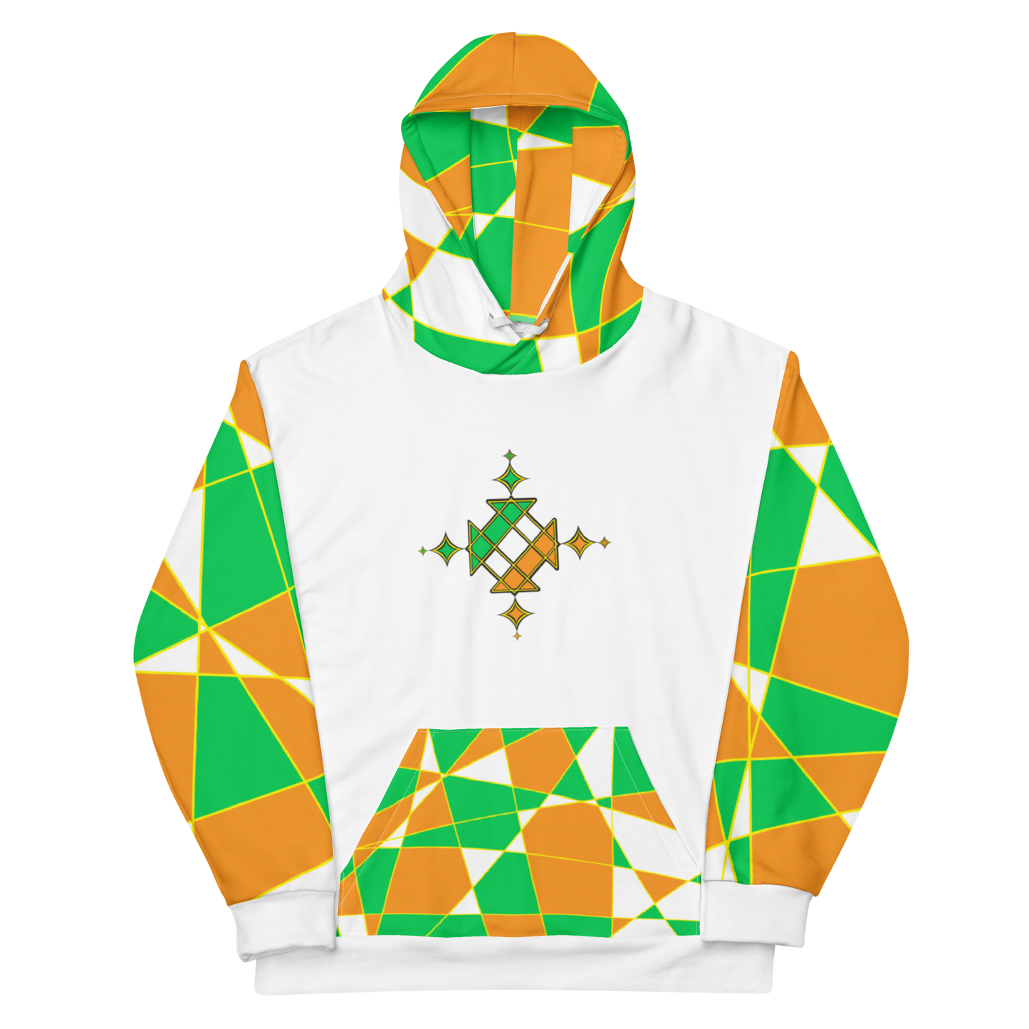 Ethiopian cross orange & Green all over print unisex hoodie