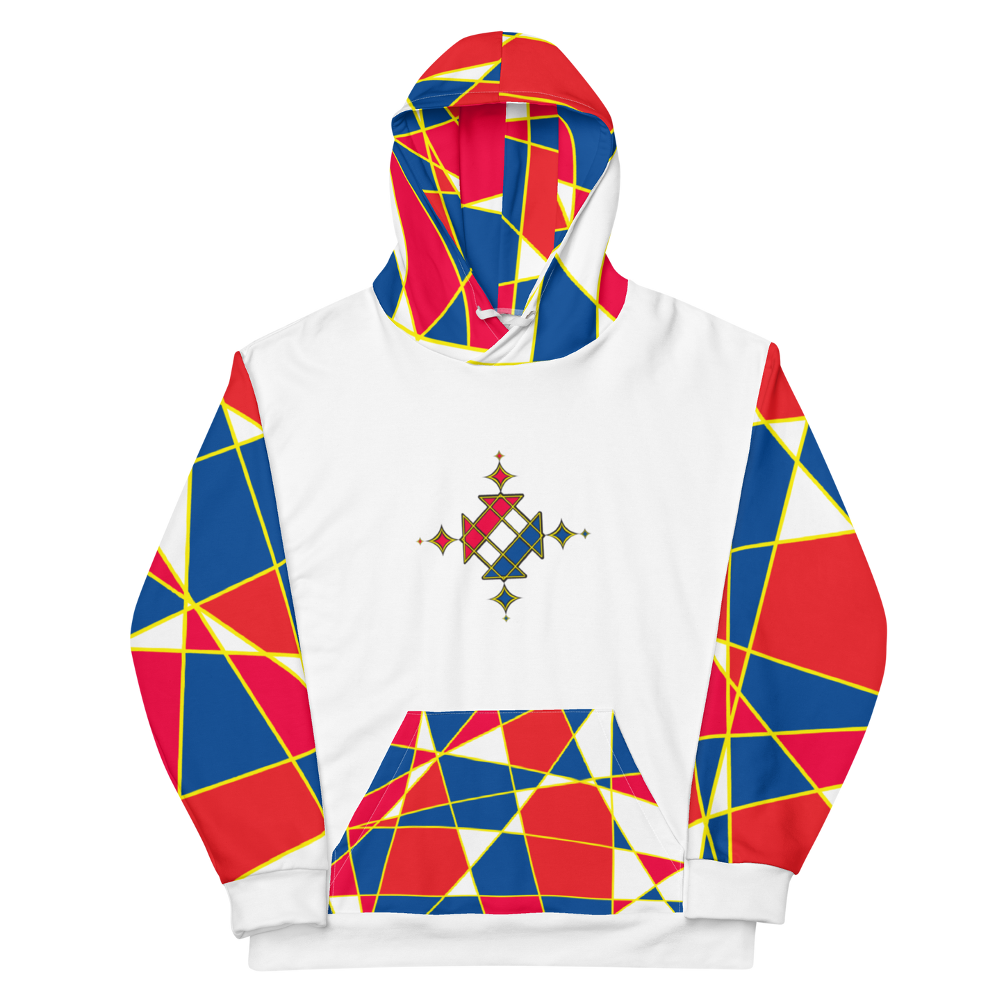 Ethiopian cross red & blue all over print unisex hoodie