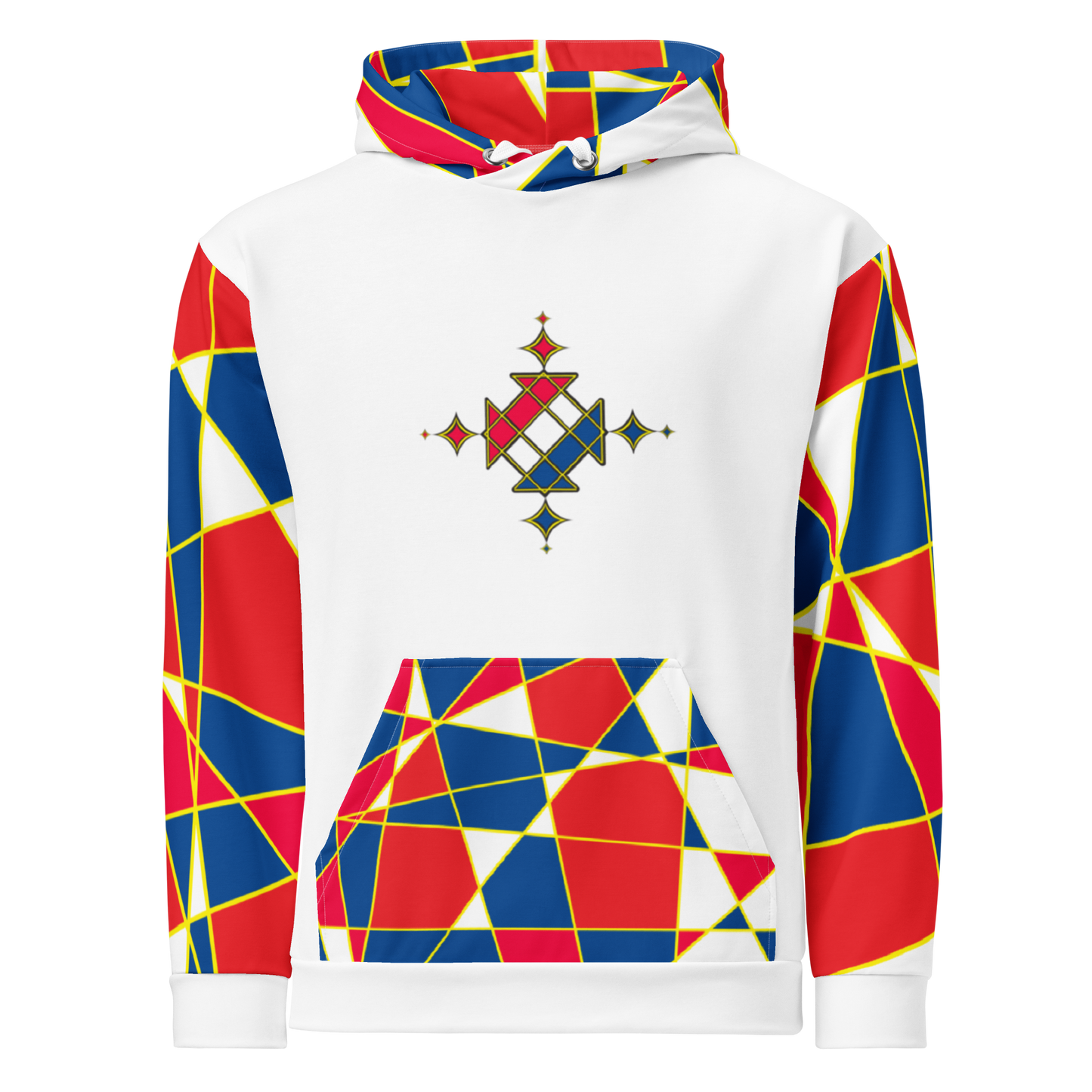 Ethiopian cross red & blue all over print unisex hoodie