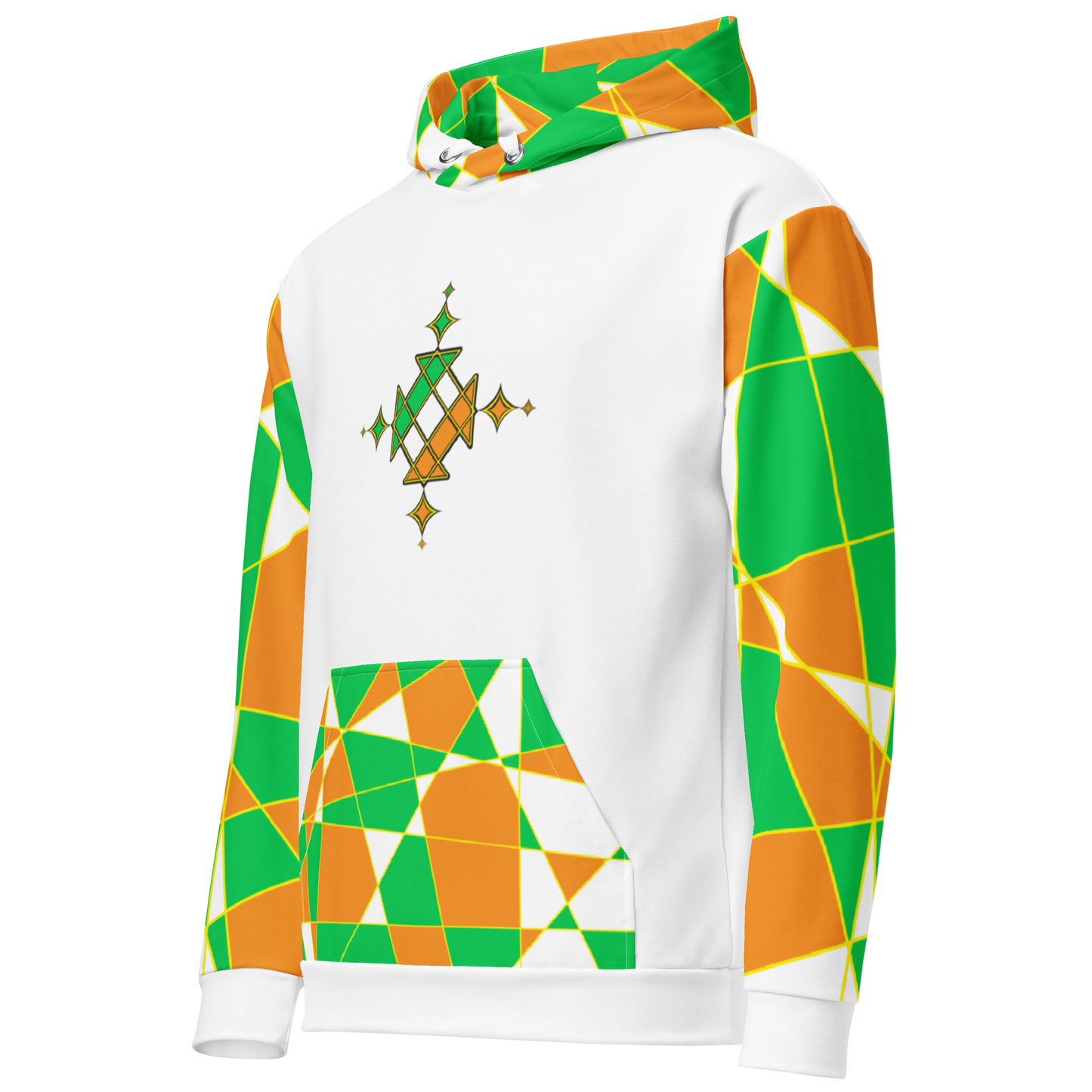 Ethiopian cross orange & Green all over print unisex hoodie