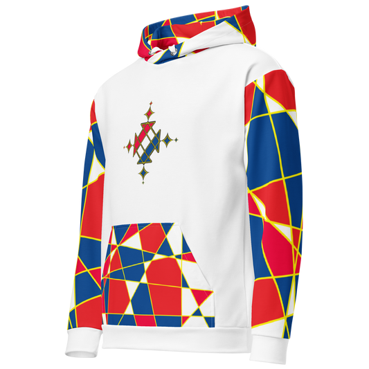 Ethiopian cross red & blue all over print unisex hoodie