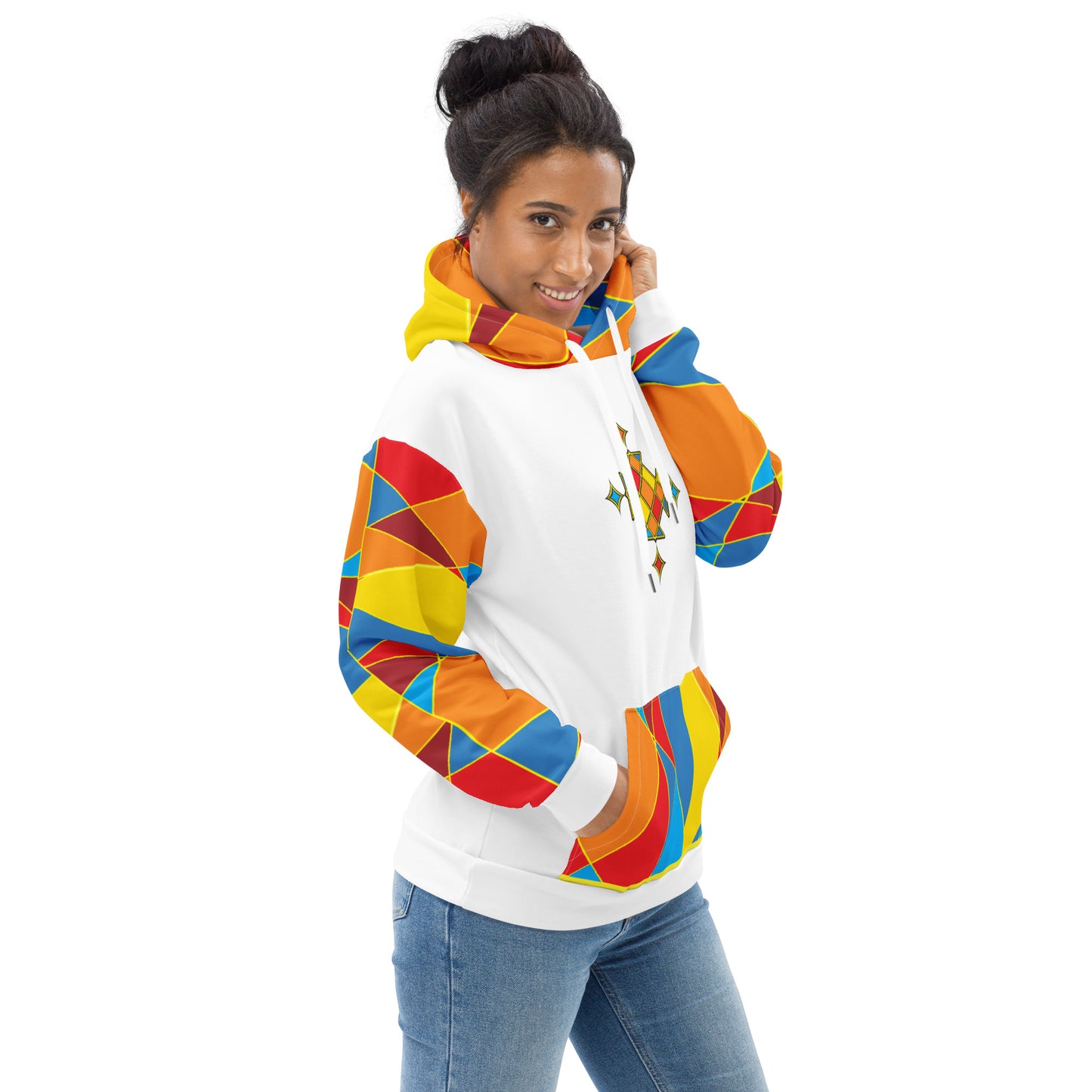 Ethiopian cross rainbow color all over print unisex hoodie