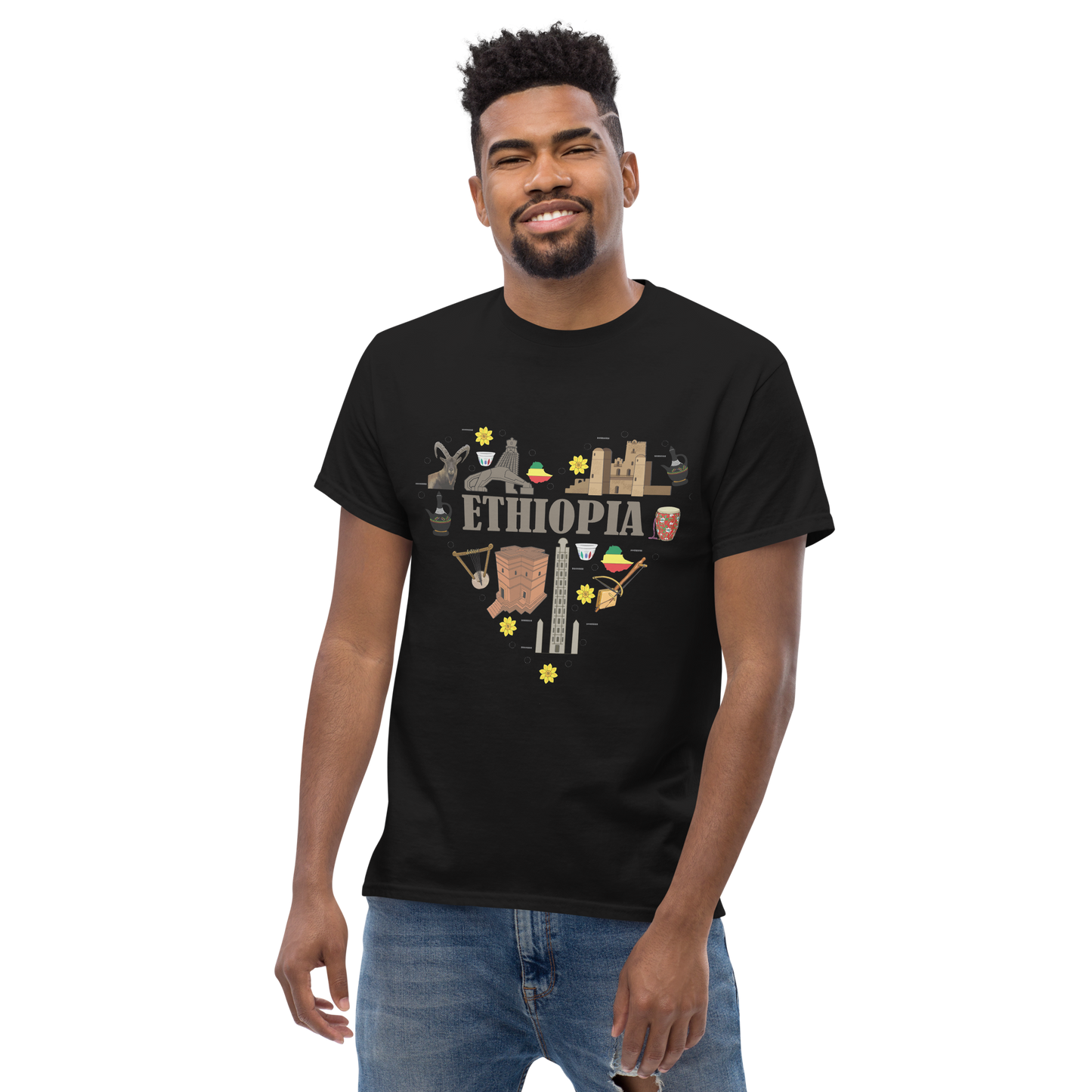 Ethiopian Heart Shaped Art T shirt Unisex