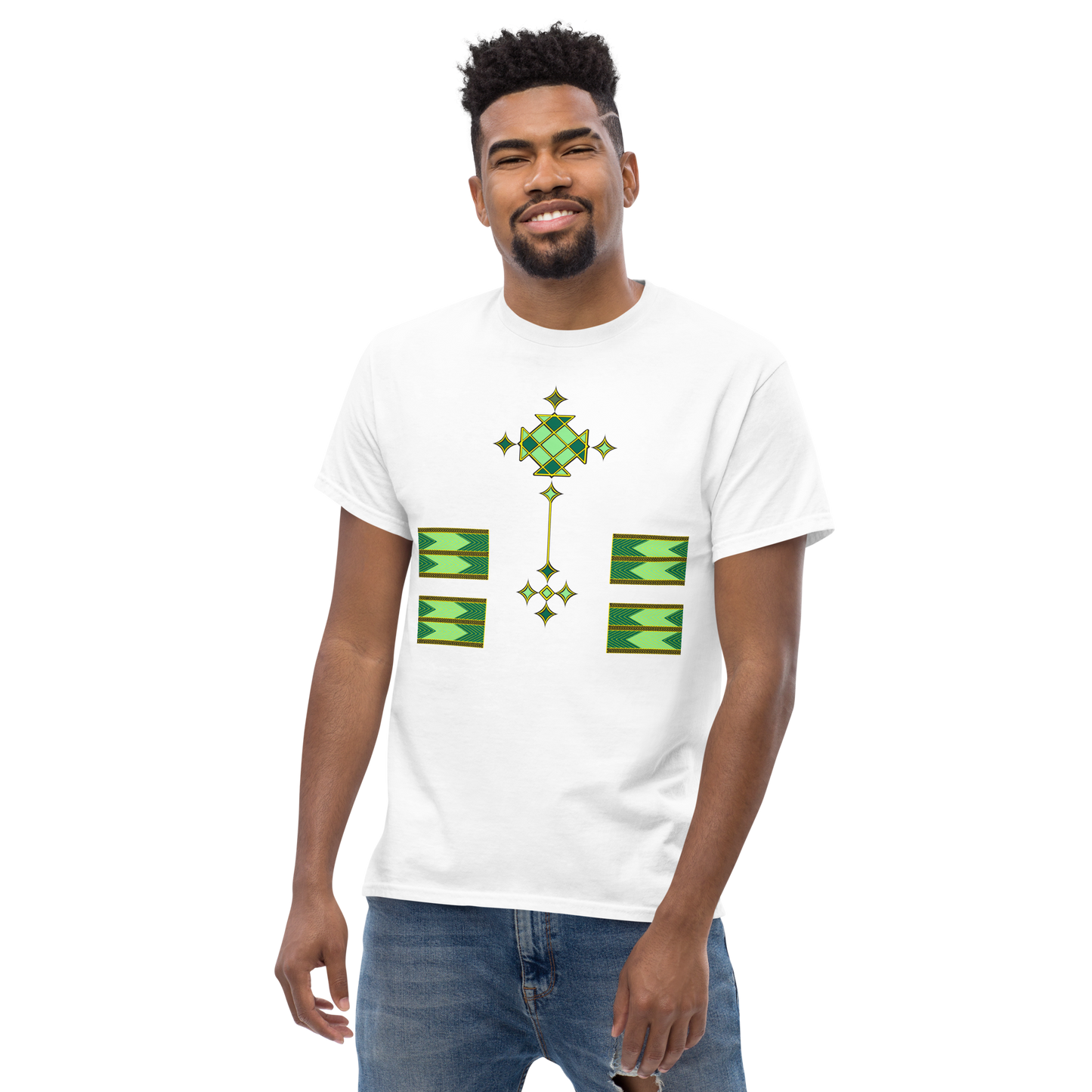 Ethiopian Cross Art Green Unisex