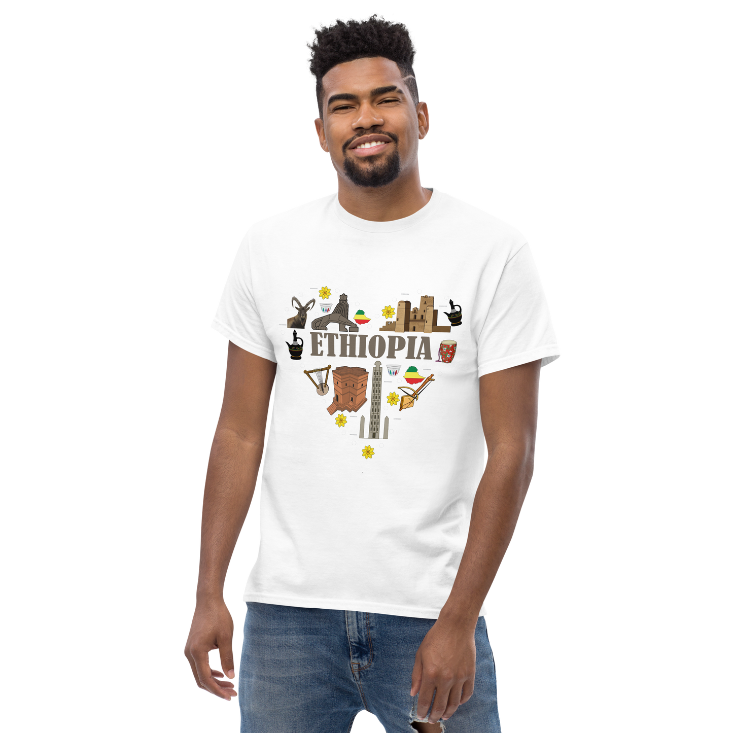 Ethiopian Heart Shaped Art T shirt Unisex