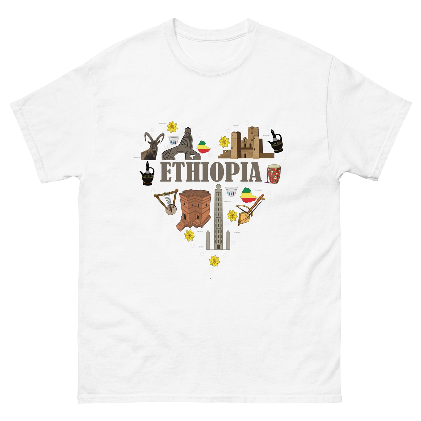 Ethiopian Heart Shaped Art T shirt Unisex