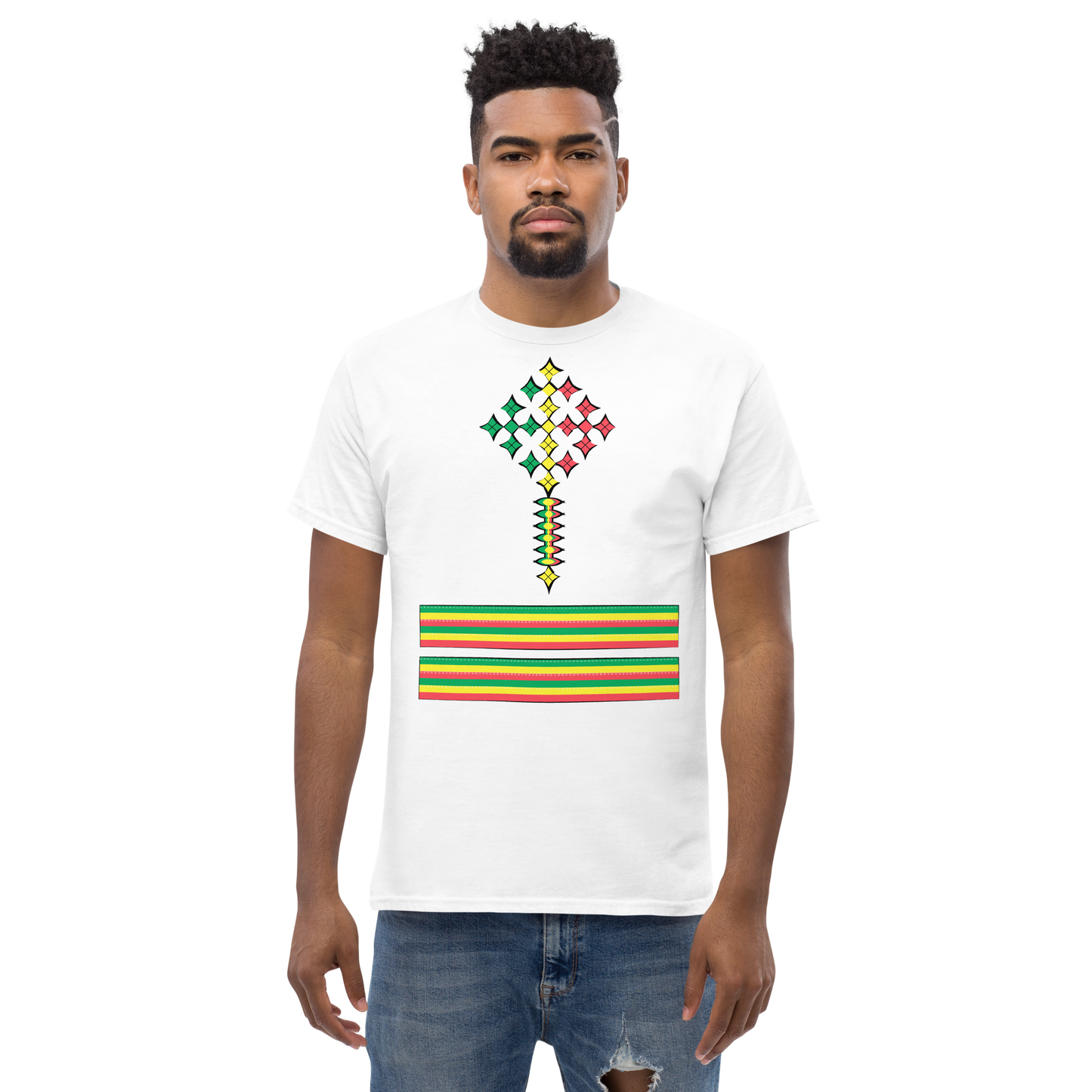 Ethiopian Flag and Ethiopian Cross Unisex T shirt